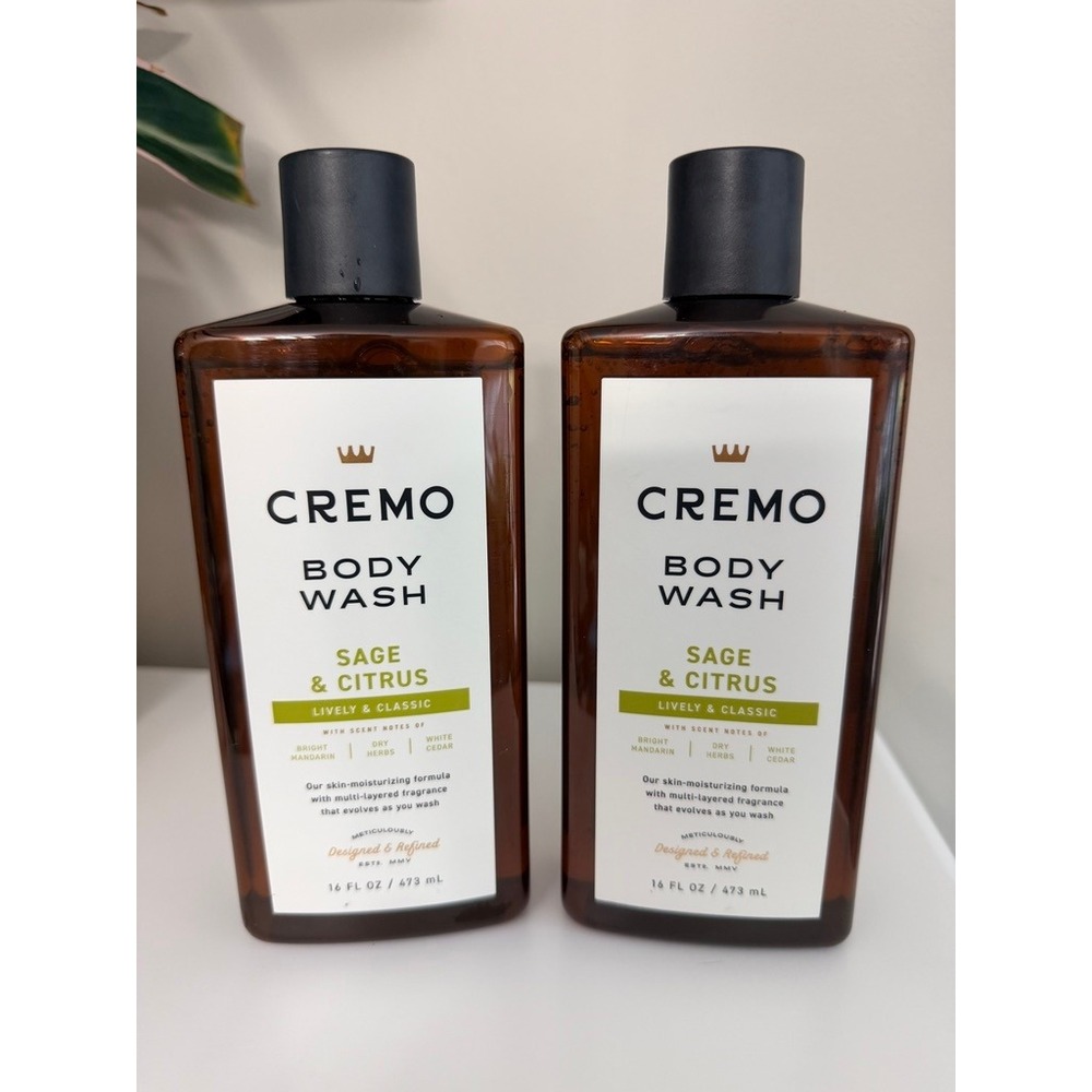 Cremo Body Wash Mens 16oz Sage & Citrus 2 Pack Moisturizing NWT